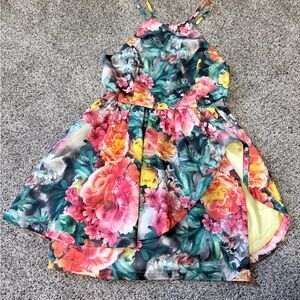 Mustard Seed Vibrant Floral Kids Dress